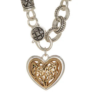 Two-Tone Celtic Heart Necklace