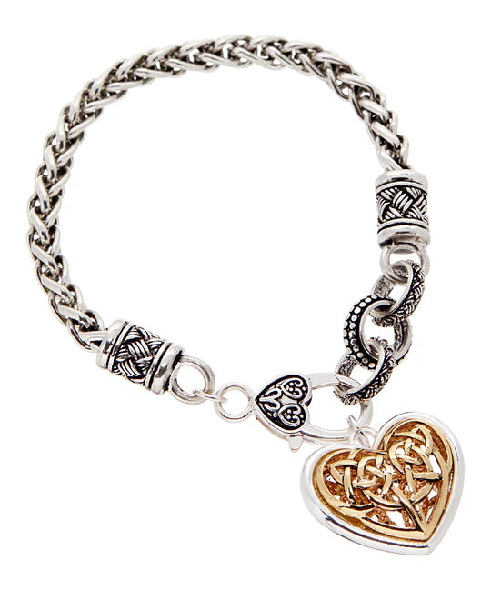 Two-Tone Celtic Heart Bracelet
