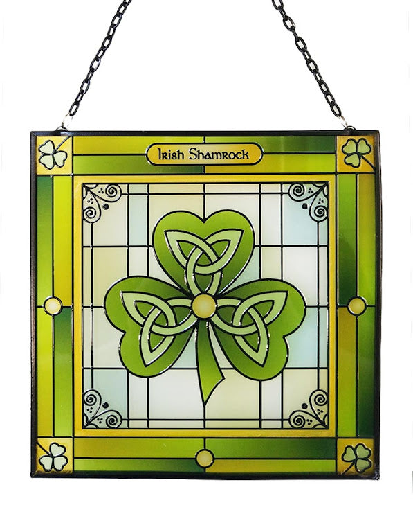 Stained Glass Irish Shamrock Panel