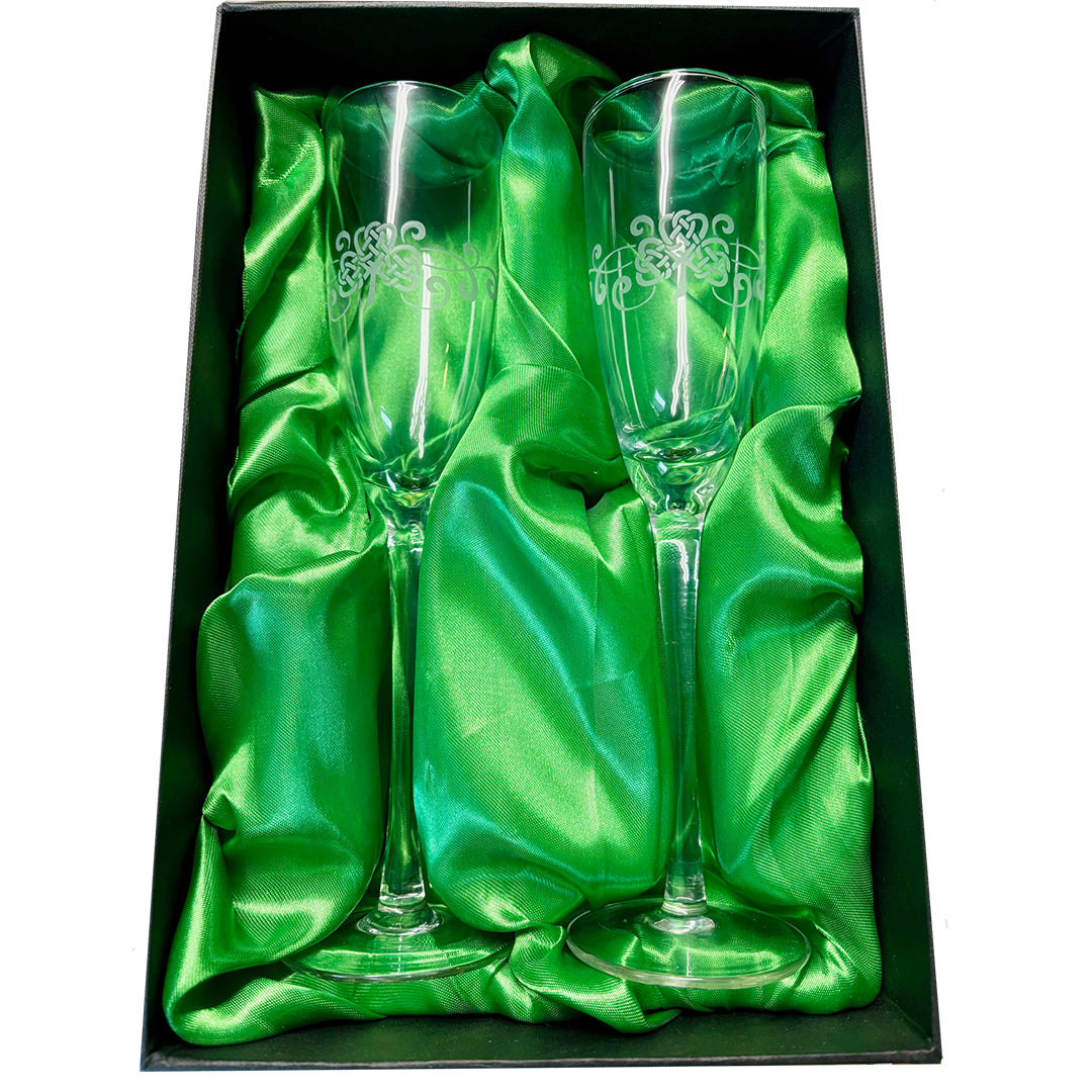 Shamrock Lace Champagne Flutes