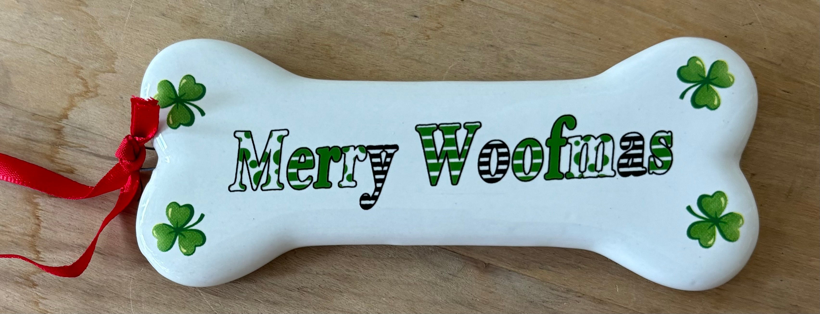 Merry Woofmas Shamrock Ornament