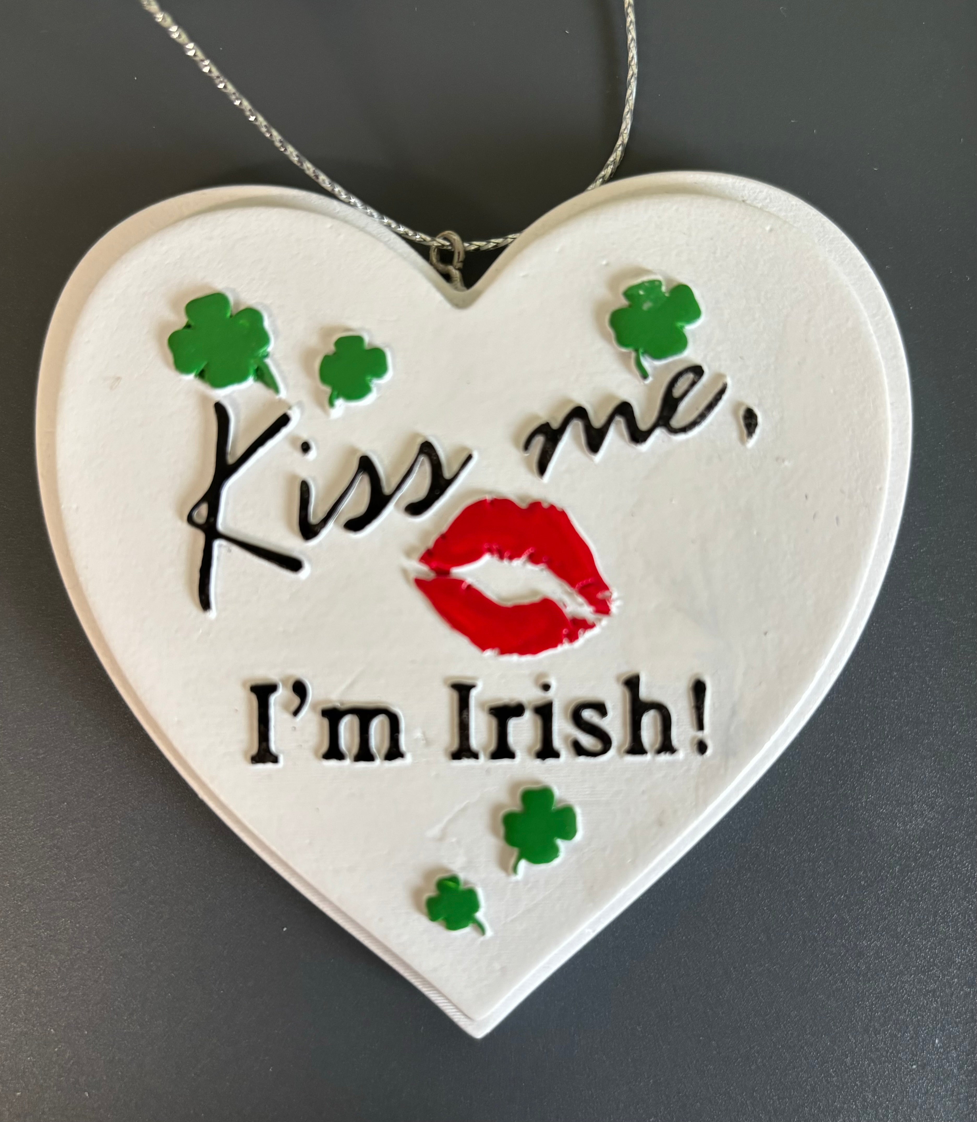 Kiss Me I'm Irish Heart-Shaped Ornament