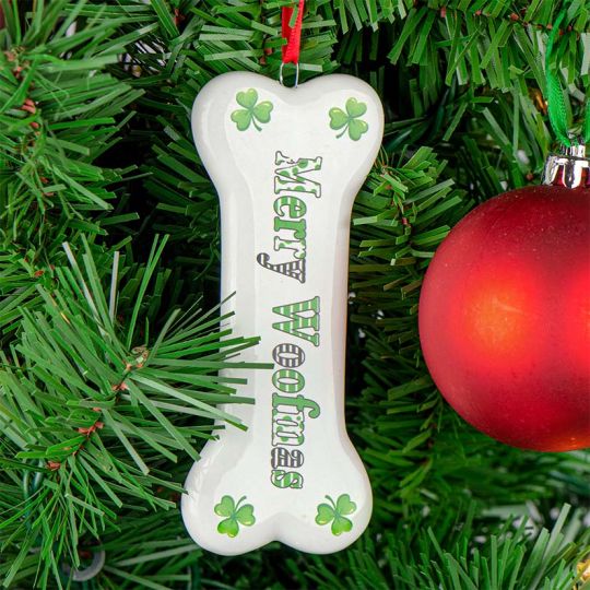 Merry Woofmas Shamrock Ornament