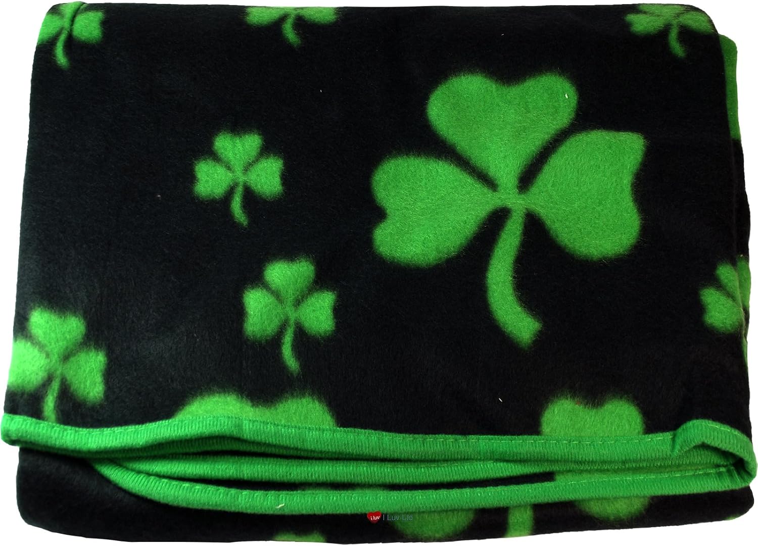 Black Fleece Blanket with Green Shamrocks