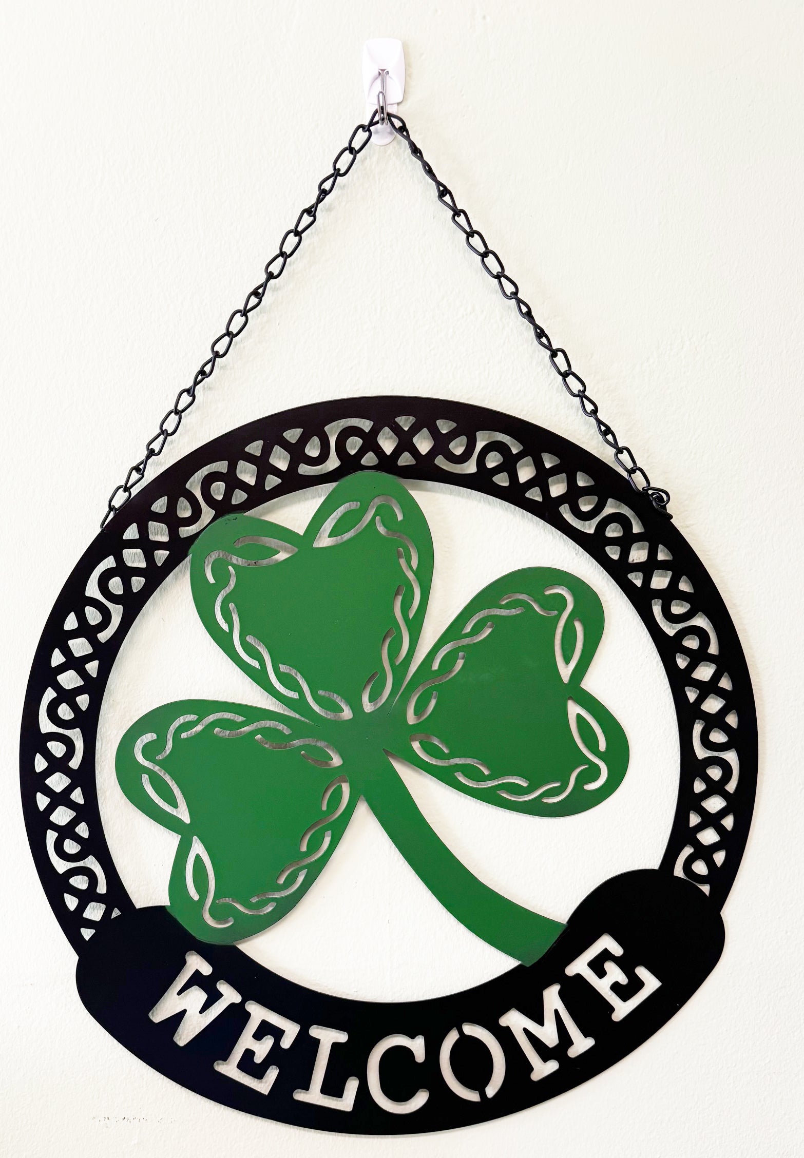 Laser Cut Welcome Shamrock Door Wreath