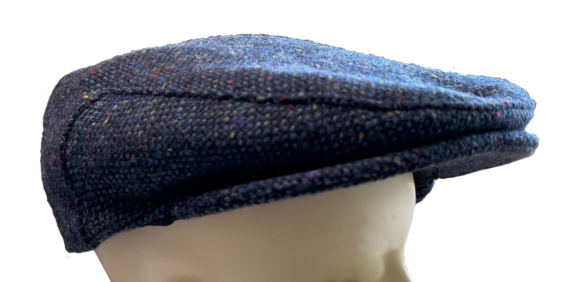 Ocean Blue Herringbone Tweed Wool Cap