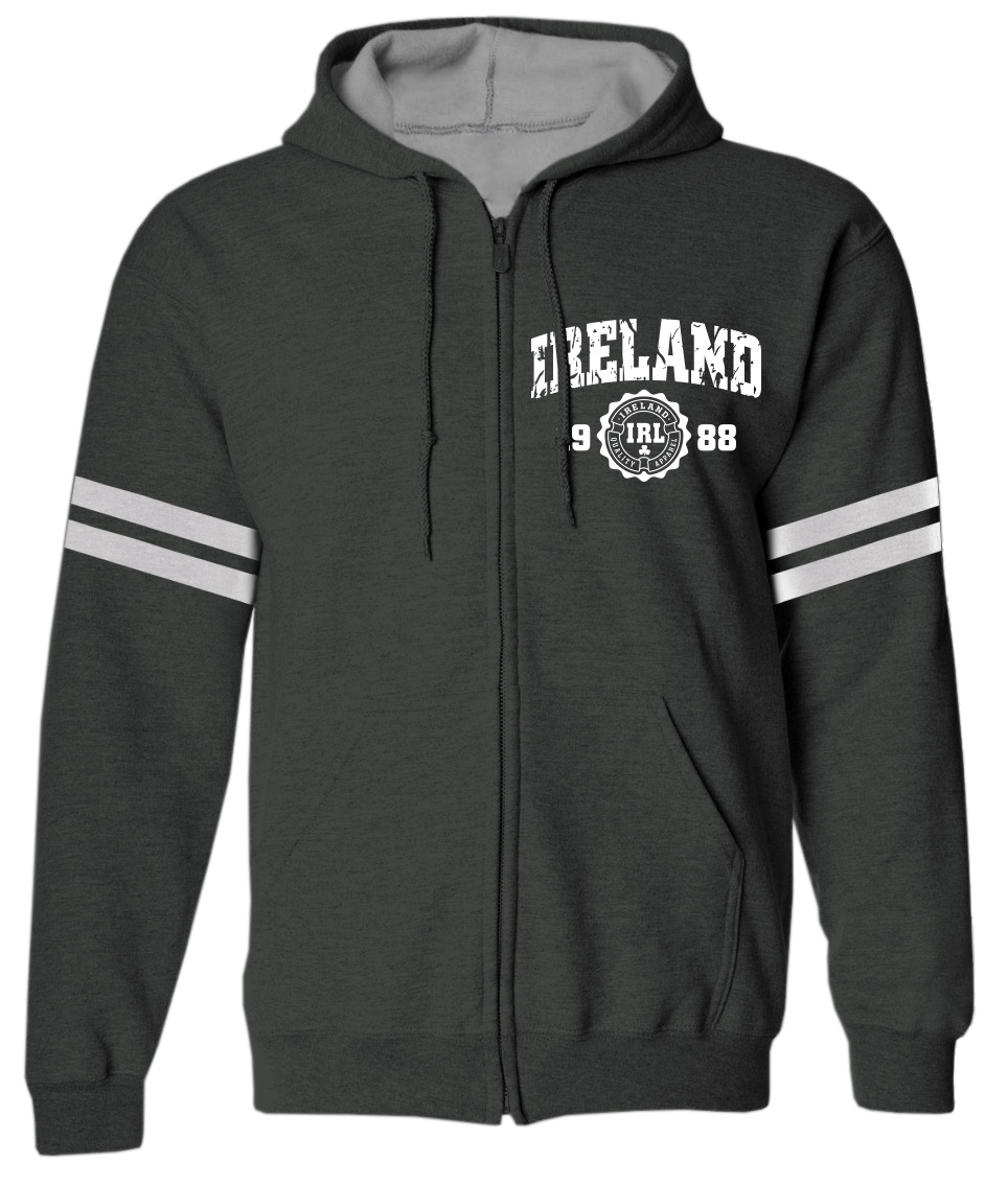 Full Zip Hooded Sweatshirt (Grey/Black)