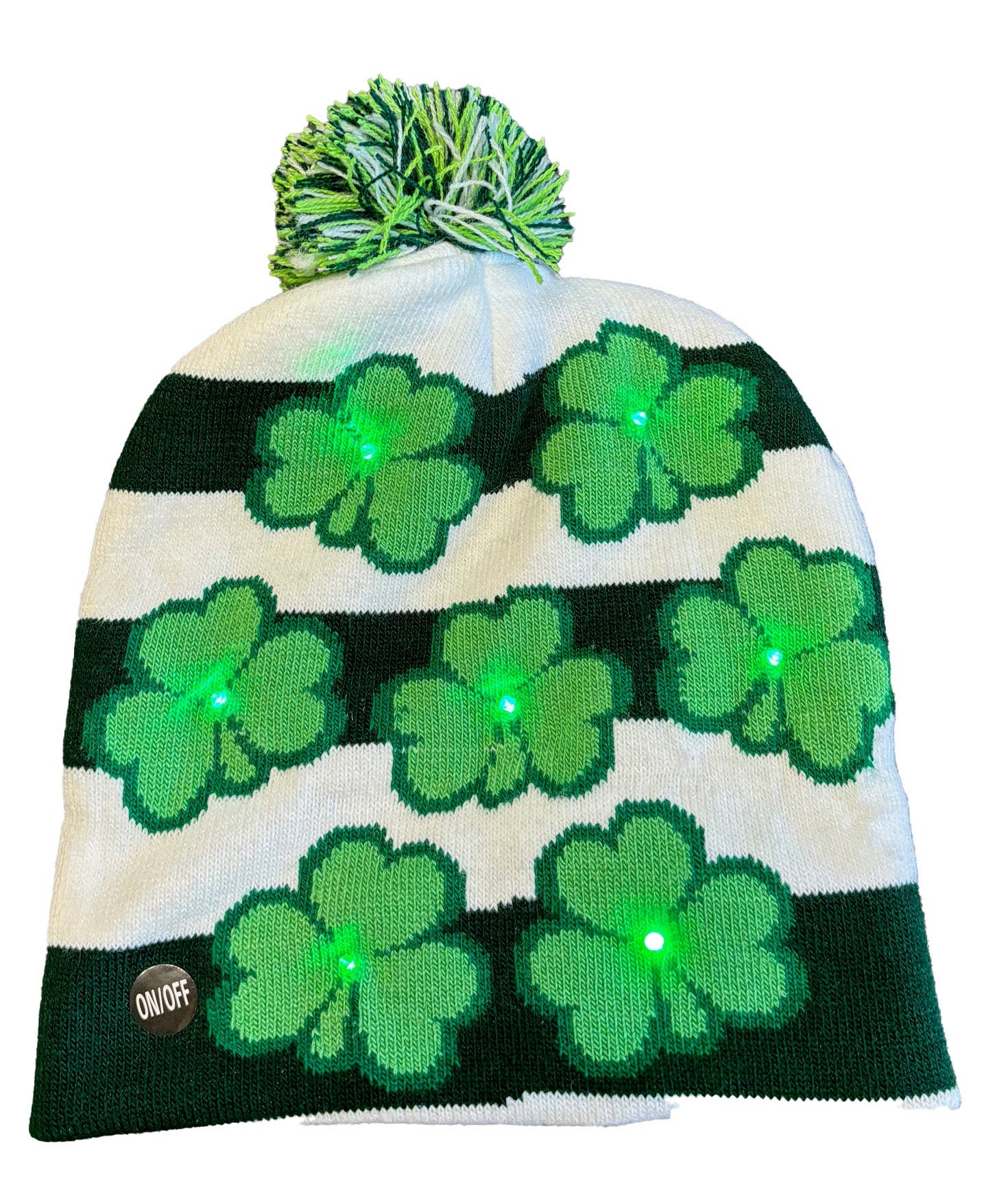 Flashing Shamrock Knit Hat with pom