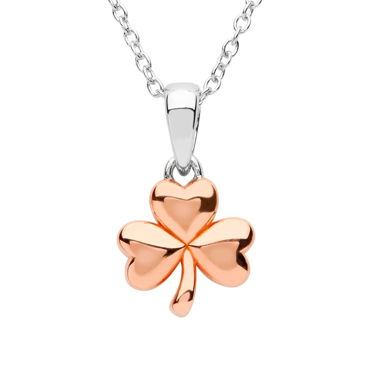 Sterling Silver Rose Gold Plated Shamrock Necklace