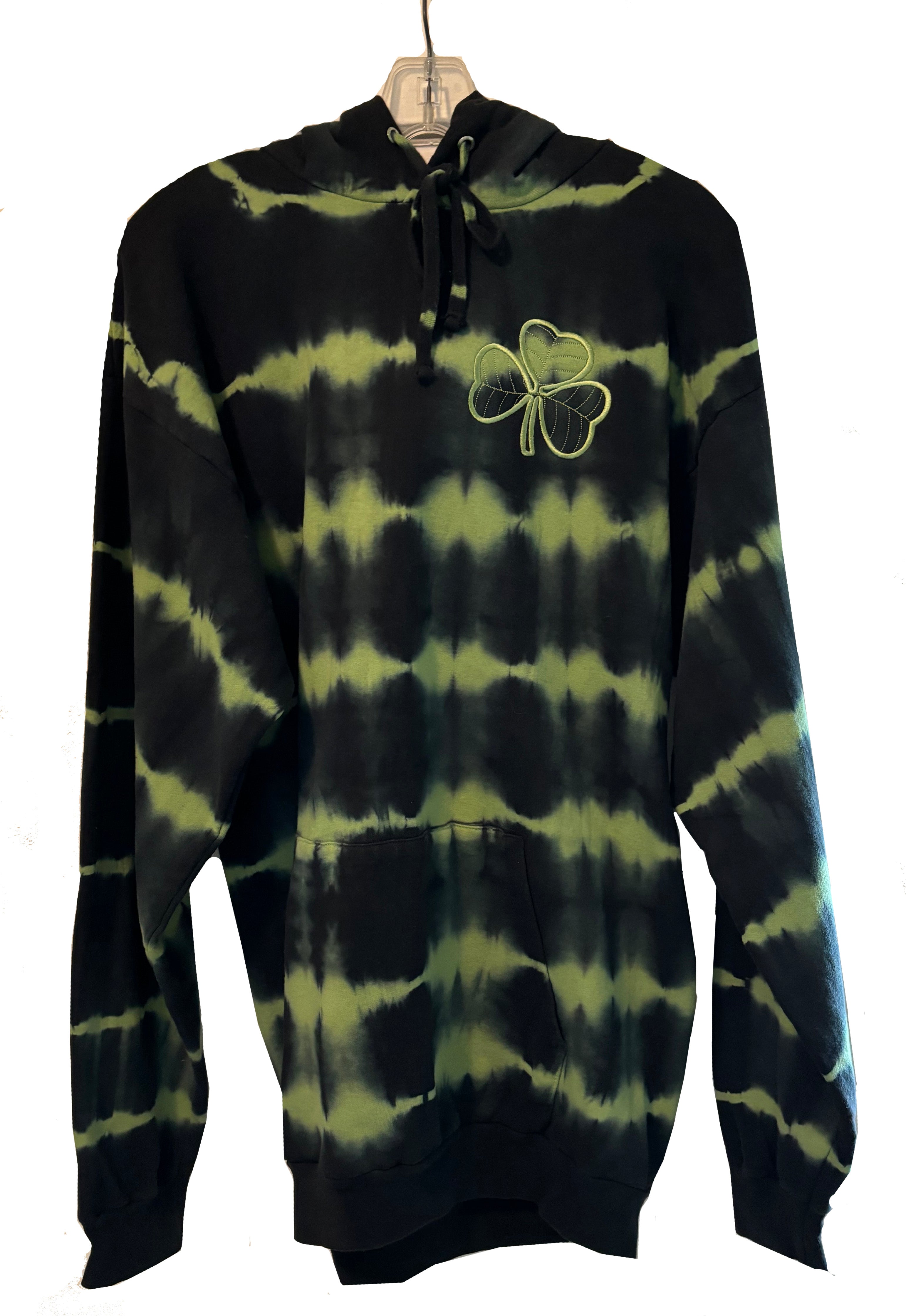 Stripe Tie-Dye Hoodie with embrodered Shamrock